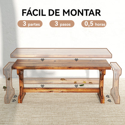 Outsunny Banco De Jardín De Madera Rústico De 2 Plazas 114x40x46 Cm Carbonizado_5