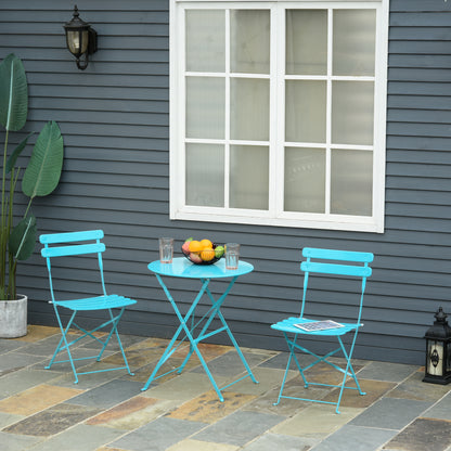 Outsunny Conjunto De Muebles Plegables De Jardín Mesa Y 2 Sillas De Metal Ø60x71_1