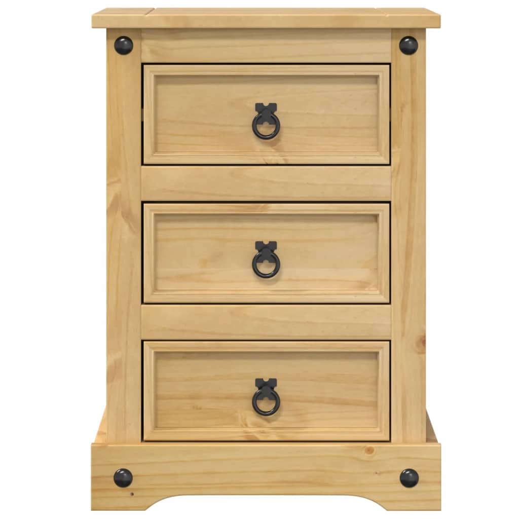 Mesita De Noche Corona Madera Maciza De Pino 45x35x64 Cm_2