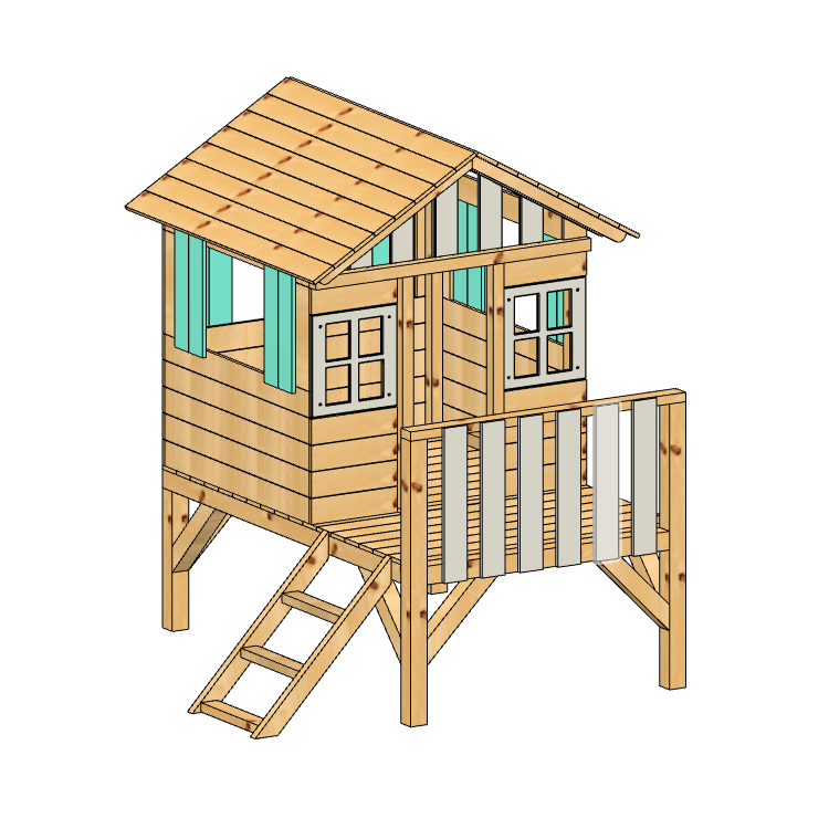 Casita De Madera Masgames Lollipop Elevada Azul.