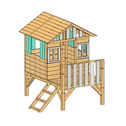 Casita De Madera Masgames Lollipop Elevada Azul.