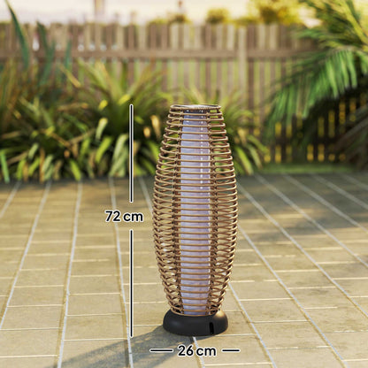 Outsunny Linterna De Jardín De Ratán Sintético Con Luces Led Ø26x72 Cm Natural_2