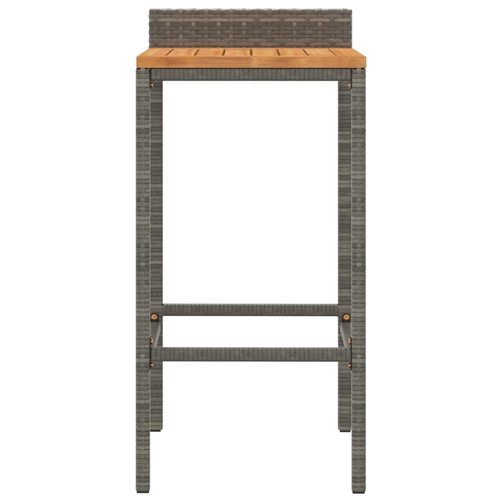 Taburetes Altos 2 Uds Madera De Acacia Y Ratán Sintético Gris_2