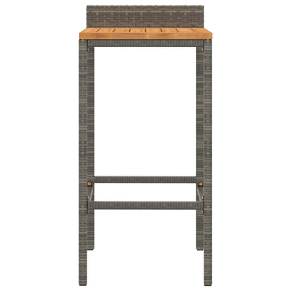 Taburetes Altos 2 Uds Madera De Acacia Y Ratán Sintético Gris_2