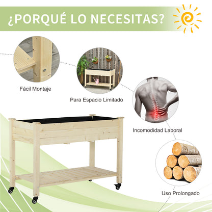 Outsunny Huerto Urbano 118x55x83 Cm Madera Estante Tela Geotextil Portátil_5