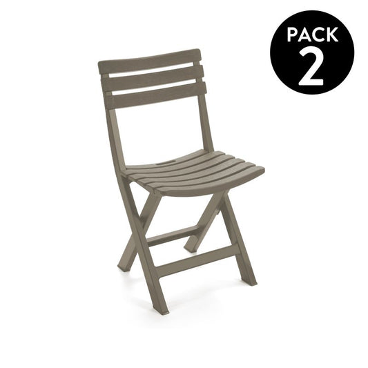 Pack 2 Sillas De Exterior Plegables Hoku Polipropileno, Taupé, 44 X 78 X 41_0