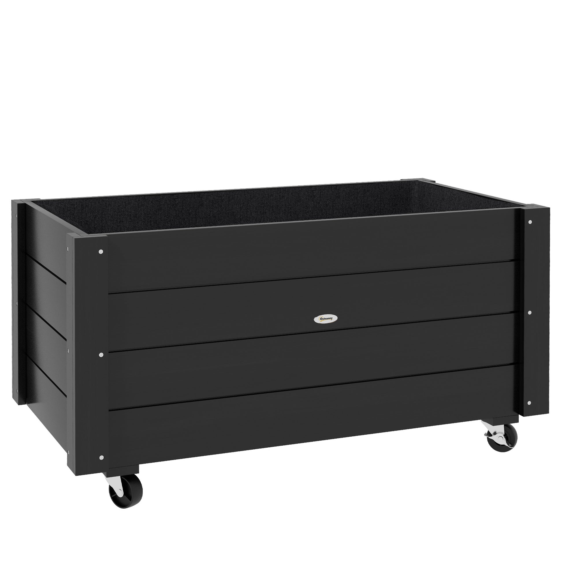 Outsunny Jardinera De Madera Con Ruedas Tela No Tejida 89x48x47 Cm Negro_0