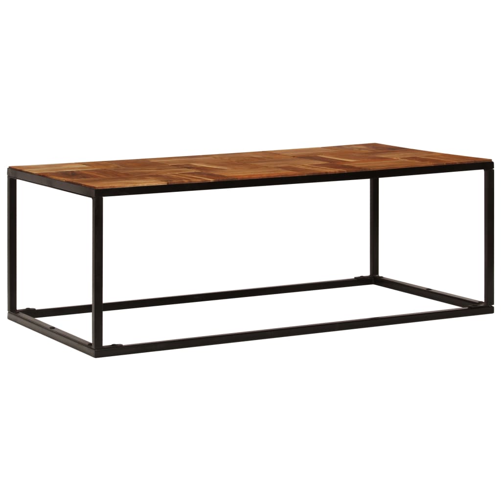 Mesa De Centro Madera Maciza De Acacia Y Acero 110x60x40 Cm_0