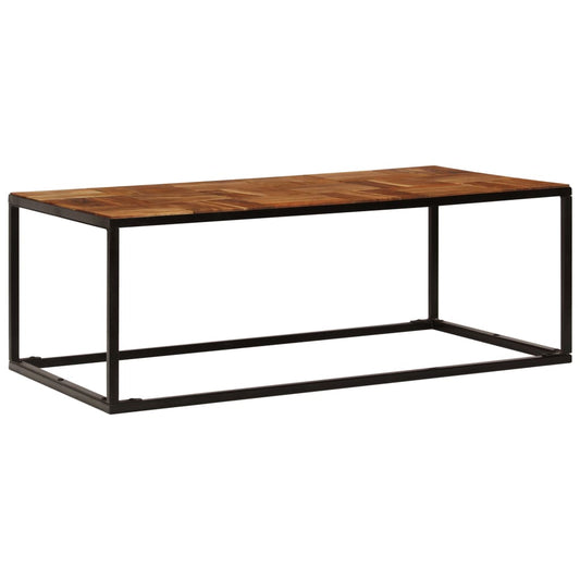 Mesa De Centro Madera Maciza De Acacia Y Acero 110x60x40 Cm_0