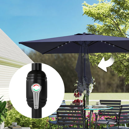 Outsunny Sombrilla Terraza Exterior Con 24 Luces Led Solares 2,9x2,5 M Azul_3