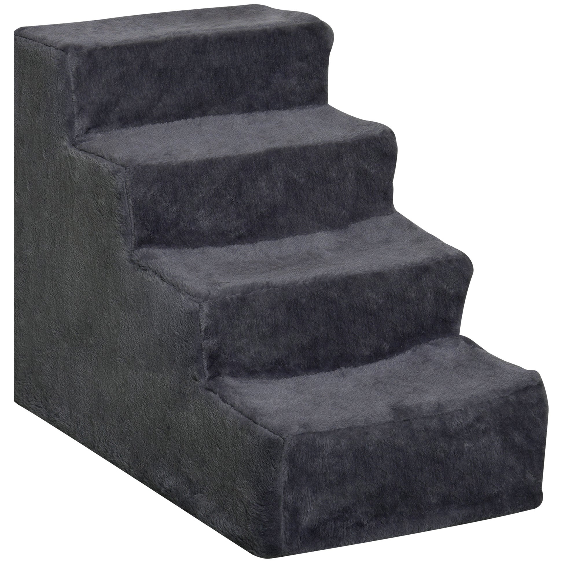 Pawhut Escalera Para Perros De 4 Peldaños Con Funda Extraíble 60x35x44 Cm Gris_0