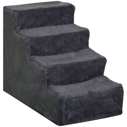 Pawhut Escalera Para Perros De 4 Peldaños Con Funda Extraíble 60x35x44 Cm Gris_0