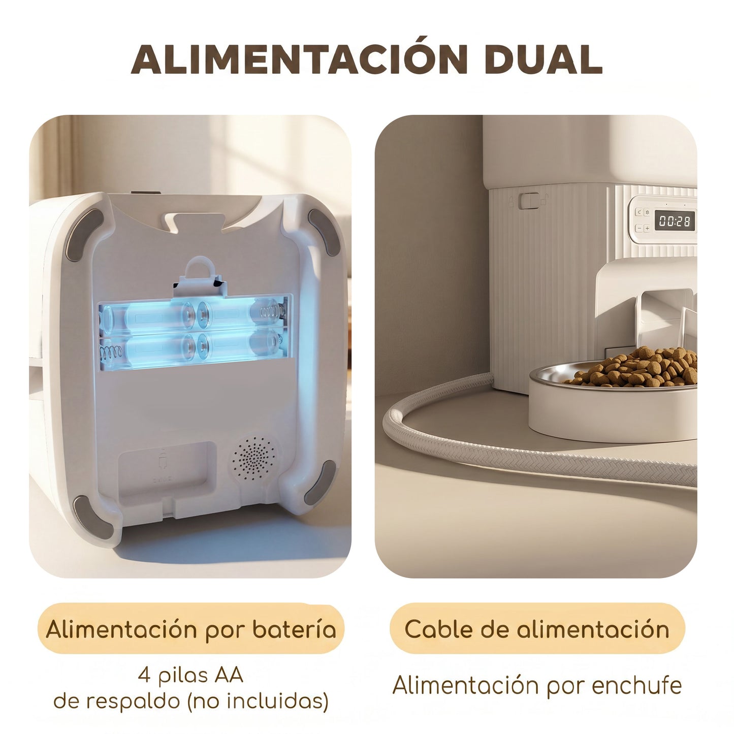 Pawhut Comedero Gato Automático 4l 1-6 Comidas Al Día 2 Cuencos Antiatascos_5