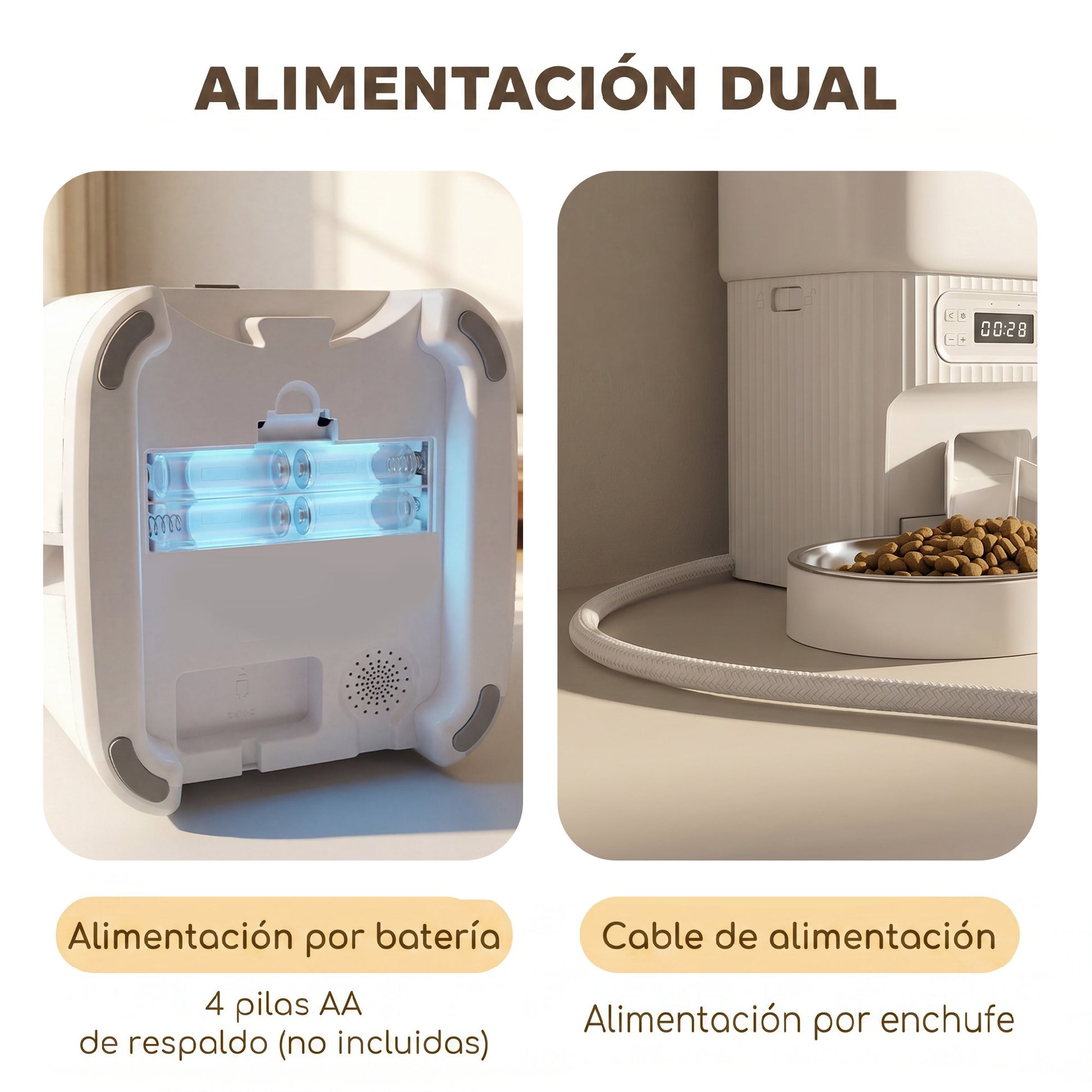 Pawhut Comedero Gato Automático 4l 1-6 Comidas Al Día 2 Cuencos Antiatascos_5