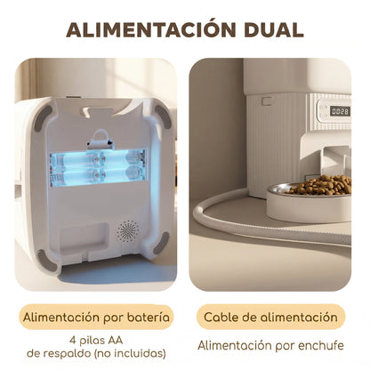 Pawhut Comedero Gato Automático 4l 1-6 Comidas Al Día 2 Cuencos Antiatascos_5