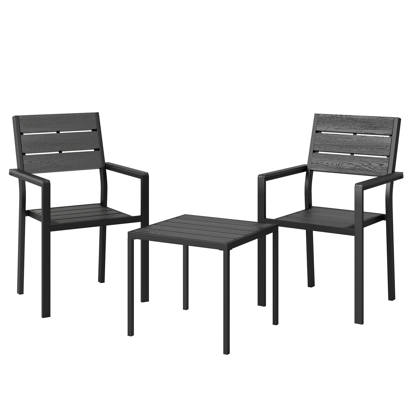Outsunny Conjunto Jardín Exterior De 3 Piezas Con 2 Sillas Y Mesa De Hdpe Negro_0