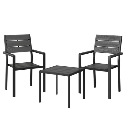 Outsunny Conjunto Jardín Exterior De 3 Piezas Con 2 Sillas Y Mesa De Hdpe Negro_0