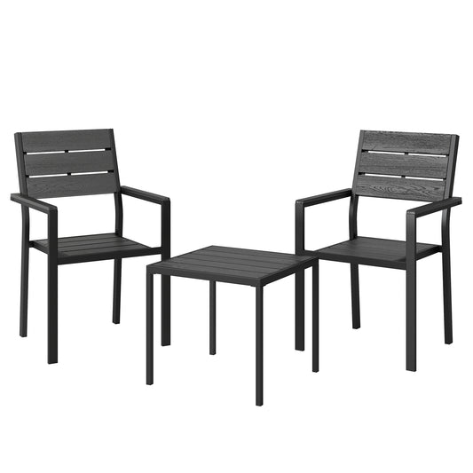 Outsunny Conjunto Jardín Exterior De 3 Piezas Con 2 Sillas Y Mesa De Hdpe Negro_0