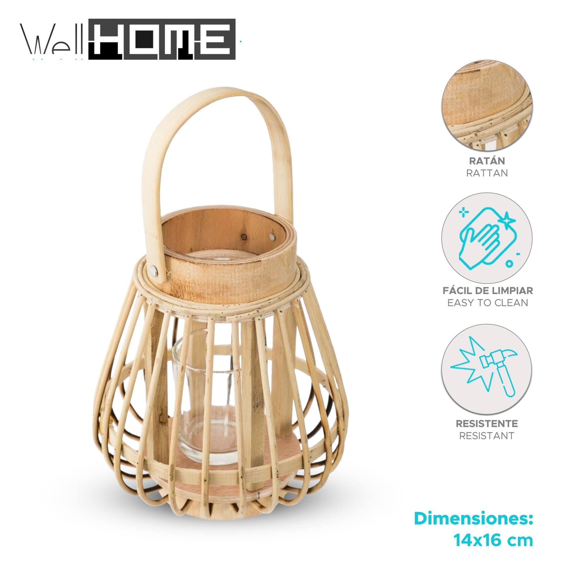 Well Home - Farol rania De Ratán 14x16cm