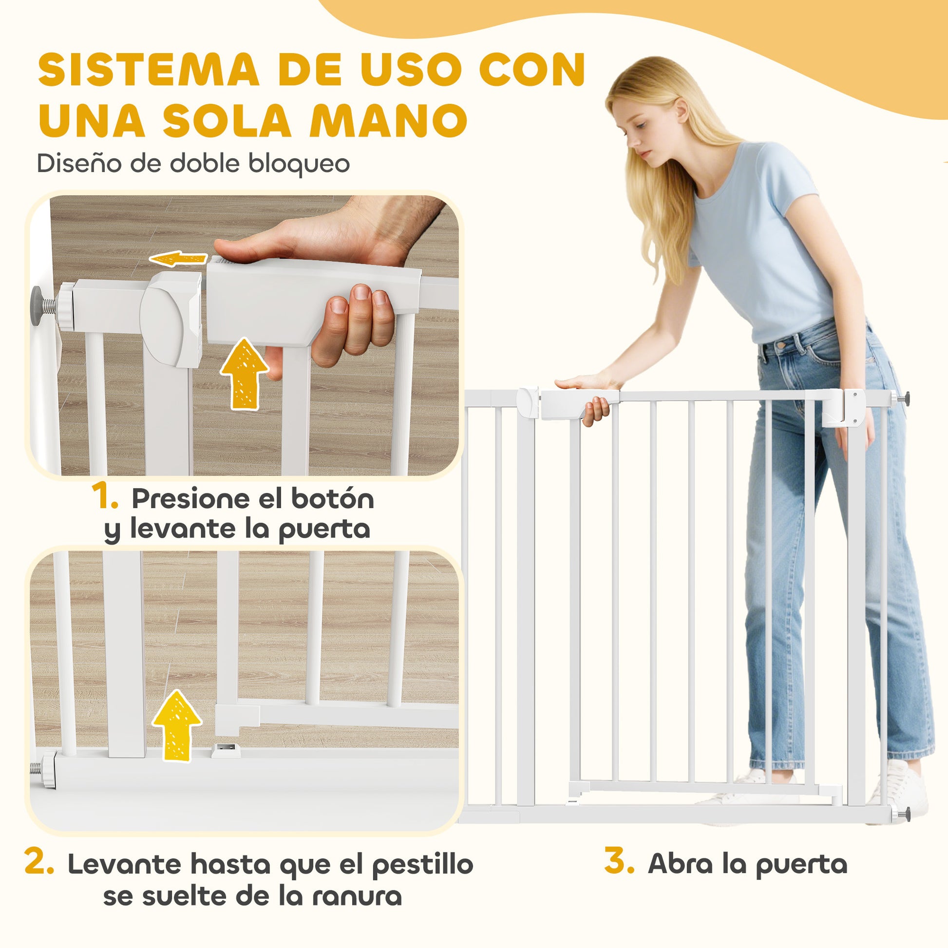Pawhut Barrera De Seguridad Para Niños Y Perros Ancho De 76-88 Cm Blanco_5
