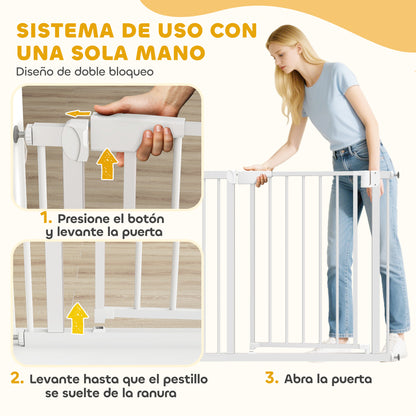 Pawhut Barrera De Seguridad Para Niños Y Perros Ancho De 76-88 Cm Blanco_5