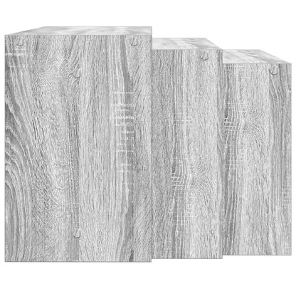 Mesas Apilables 3 Piezas Madera Contrachapada Gris Sonoma_3