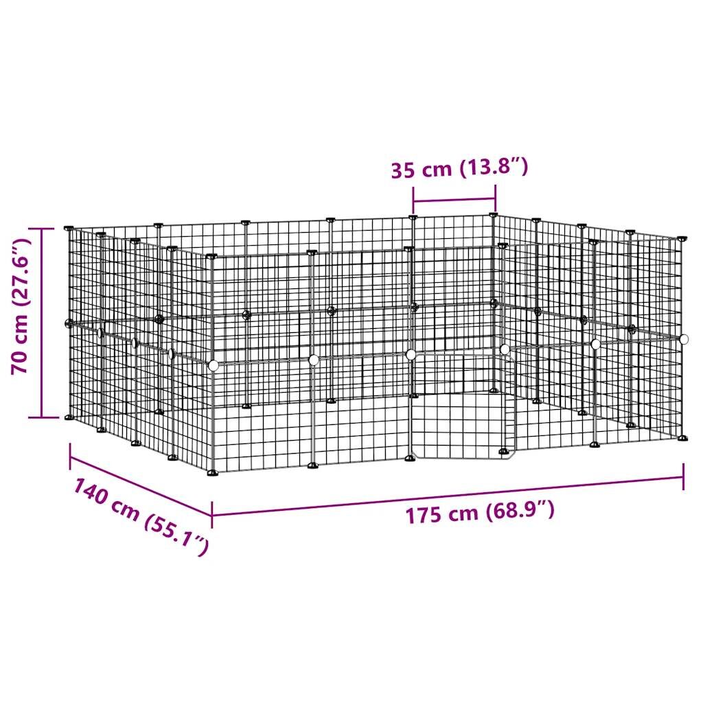 Vidaxl Jaula Para Mascotas De 36 Paneles Puerta Acero Negro 35x35 Cm_3