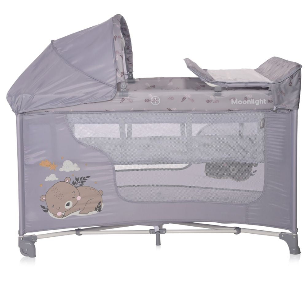 Cuna De Viaje Moonlight Plus (2 Niveles) Grey Dream_1