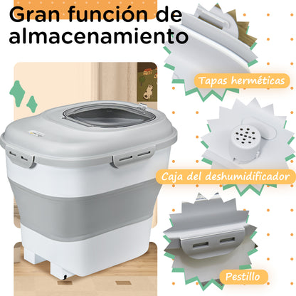 Pawhut Contenedor De Pienso Plegable 25l Con Taza Medidora Cuenco Plegable_5