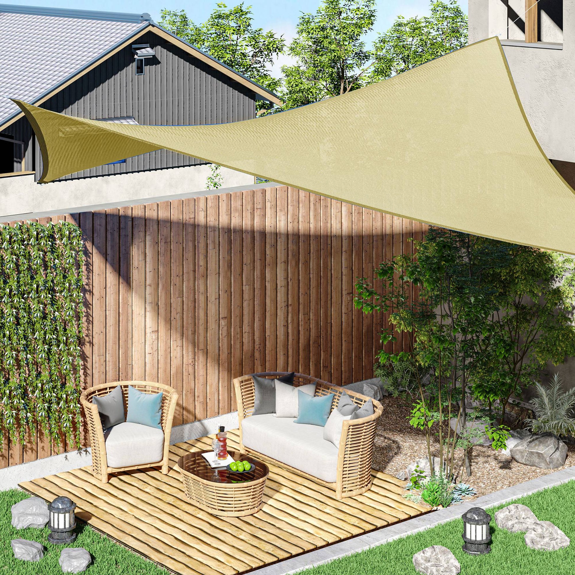 Outsunny Toldo De Vela Sombrilla Parasol Rectángulo Tejido De Poliester 185 G/m²_1
