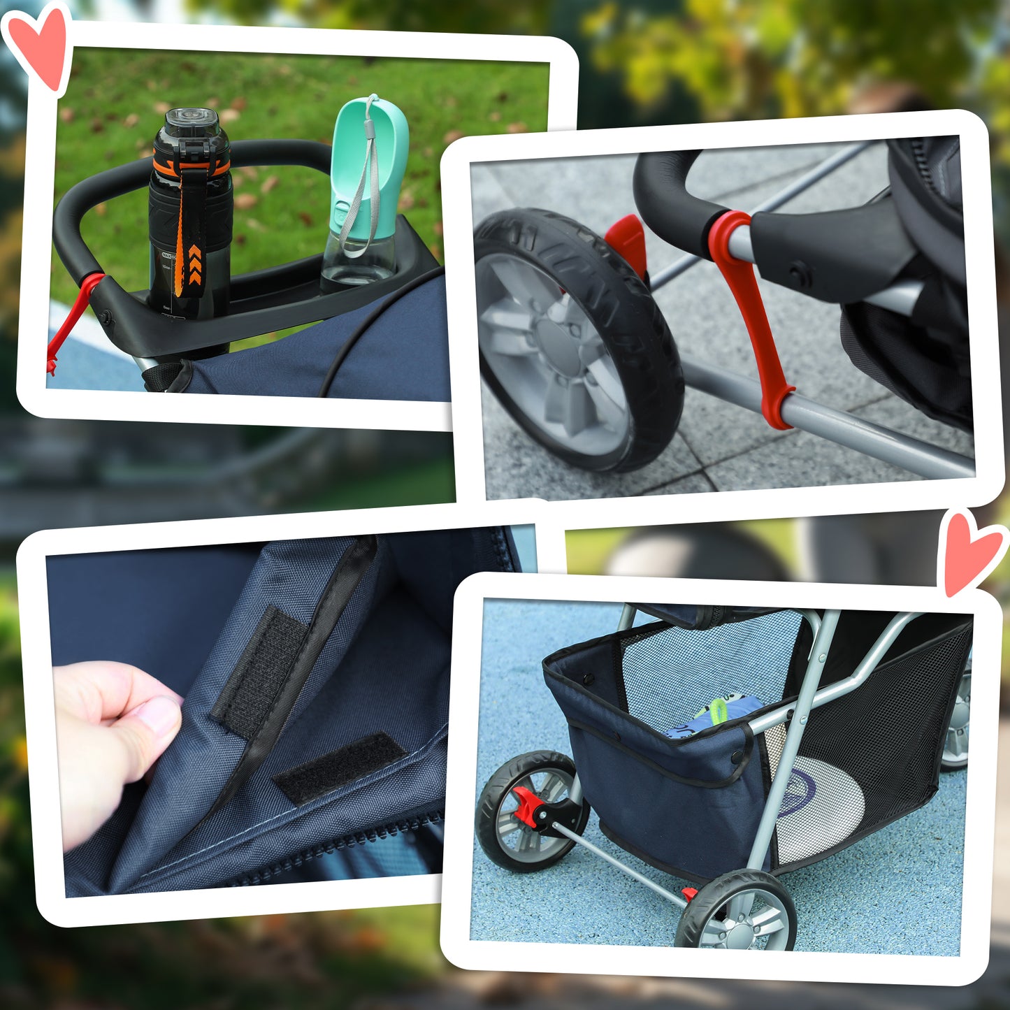 Pawhut Carrito Para Perros Plegable Con Cesta De Almacenaje 75x45x97 Cm Azul_3