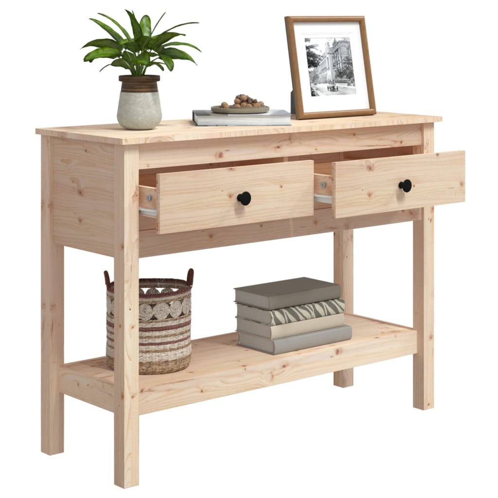 Mesa Consola Madera Maciza De Pino 100x35x75 Cm_3