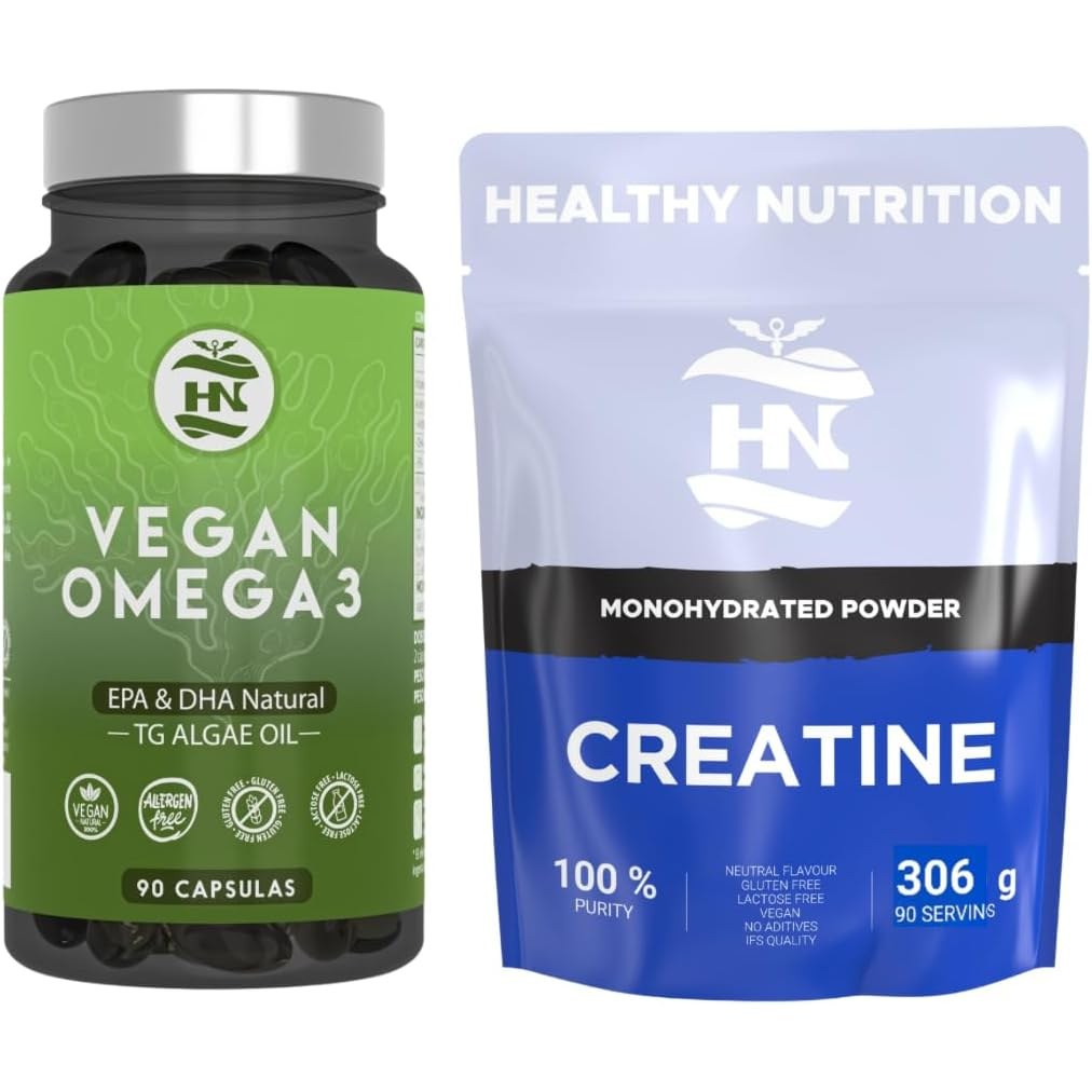 Pack Omega 3 Vegano De Aceite De Algas Epa Y Dha (90 Cápsulas) + Creatina Monohidrato En Polvo Sin Sabor (306 G)_0