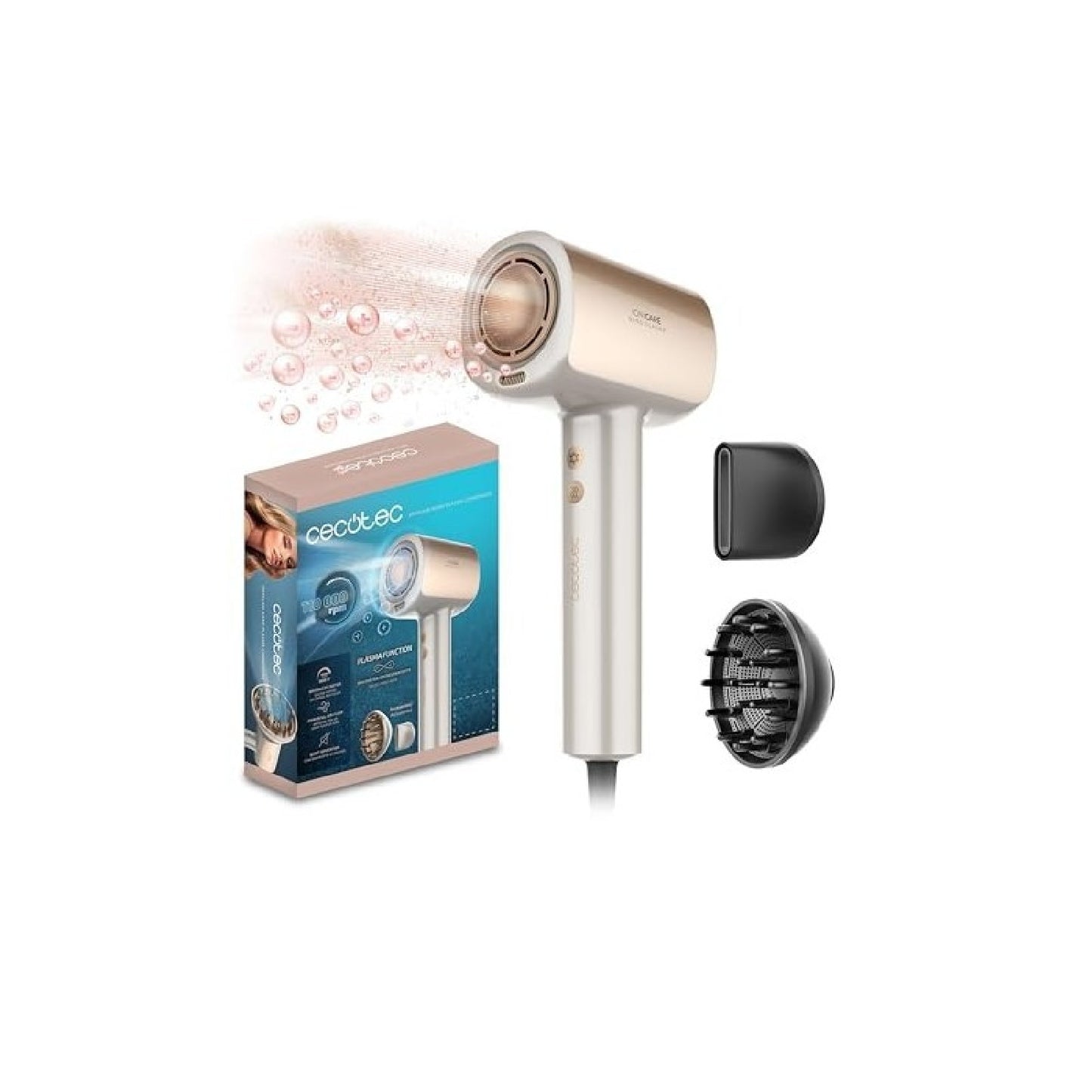 Cecotec Secador De Pelo Brushless De Última Generación Dryglam Nano Plasma Champagne. Potencia De 110,000 Rpm Y 1600w_0