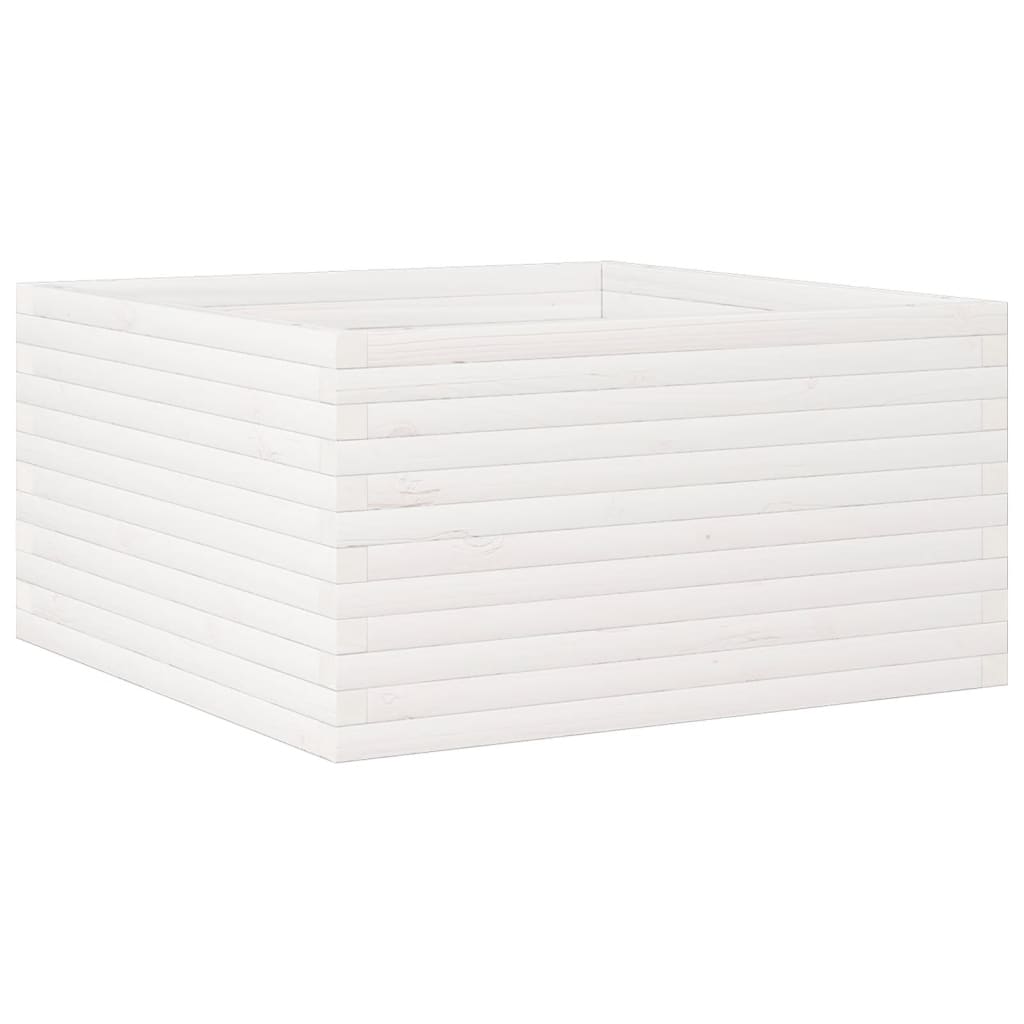 Jardinera De Madera Maciza De Pino Blanca 90x90x46 Cm_0