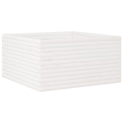 Jardinera De Madera Maciza De Pino Blanca 90x90x46 Cm_0