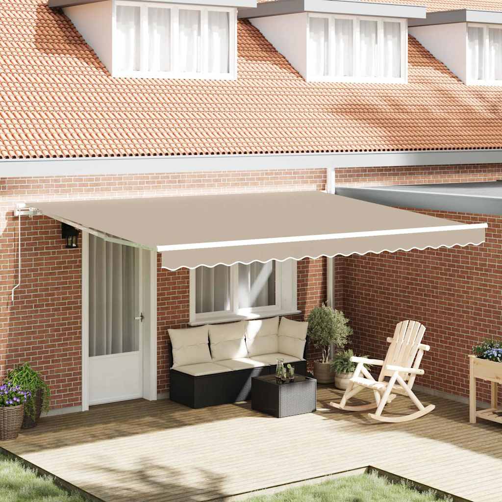 Toldo Retráctil Beige 450 X 350 X 165 Cm Poliéster Y Aluminio_1