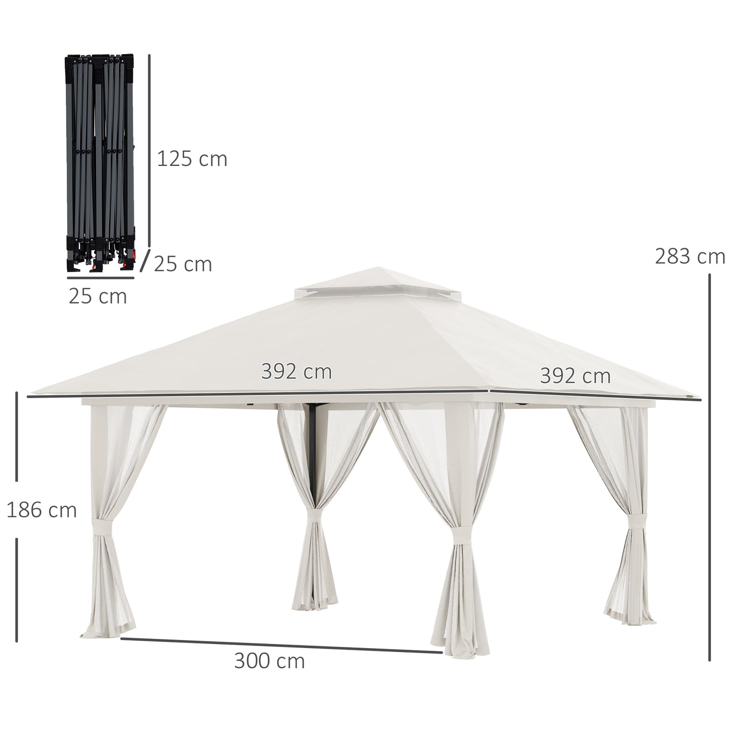 Outsunny Carpa Plegable Pop-up 4x4x2,8 M Altura Ajustable Protección Uv50+_2