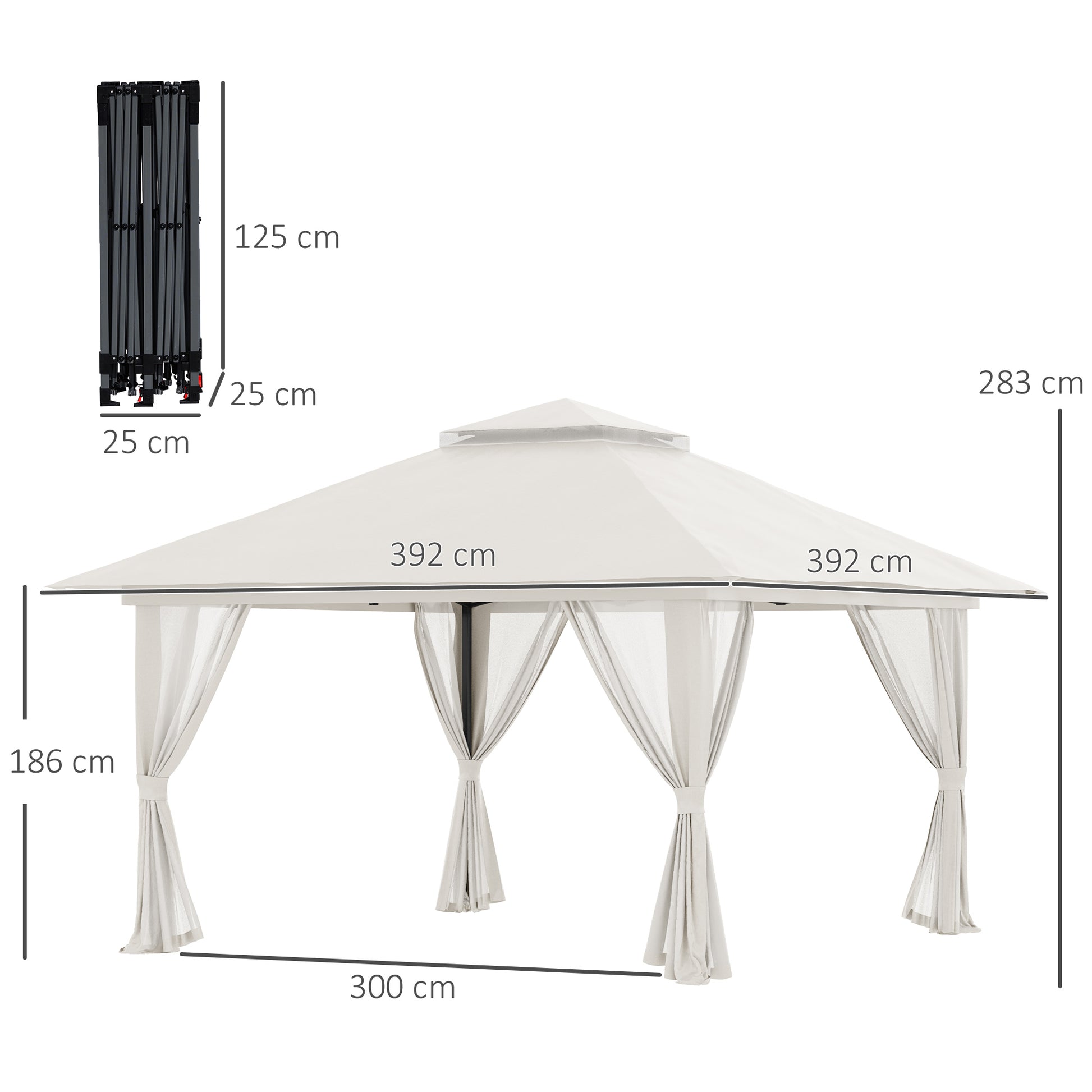 Outsunny Carpa Plegable Pop-up 4x4x2,8 M Altura Ajustable Protección Uv50+_2