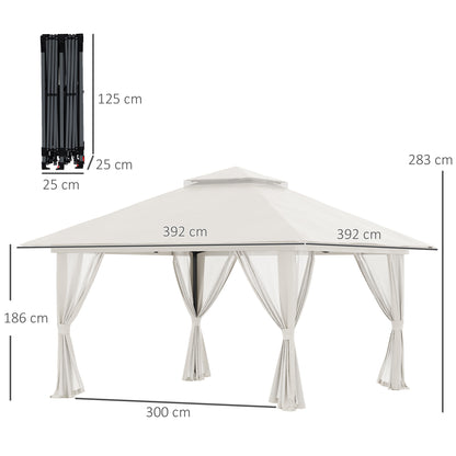 Outsunny Carpa Plegable Pop-up 4x4x2,8 M Altura Ajustable Protección Uv50+_2