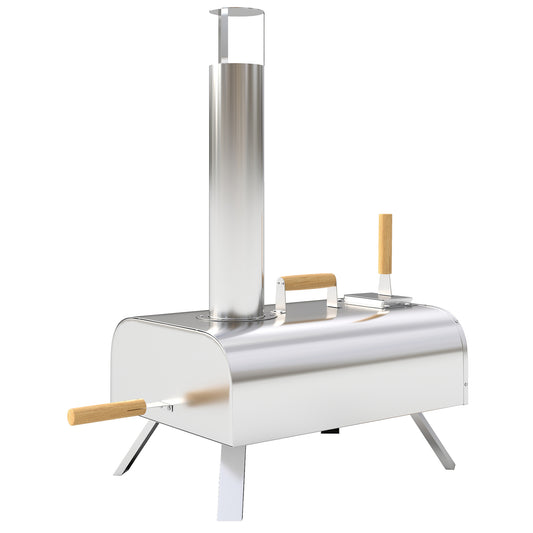 Outsunny Mini Horno De Pizza Exterior Portátil De Acero Inoxidable Con_0
