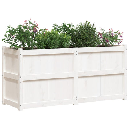 Jardinera De Madera Maciza De Pino Blanca 150x50x70 Cm_3
