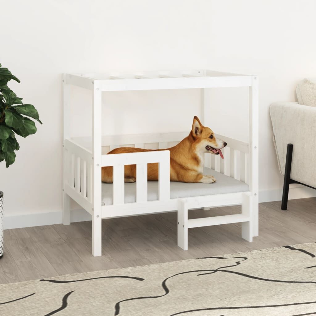 Vidaxl Cama Para Perros Madera Maciza De Pino Blanco 95,5x73,5x900 Cm_1