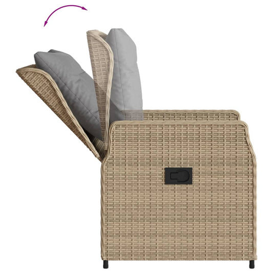 Set Comedor De Jardín 7 Pzas Con Cojines Ratán Sintético Beige / Vetonek_0