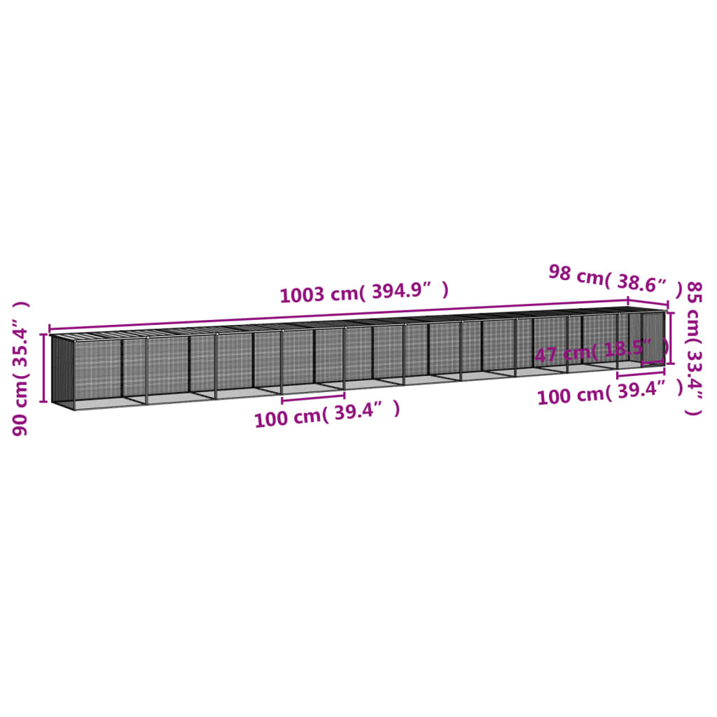 Vidaxl Gallinero Con Techo Acero Galvanizado Antracita 1003x98x90 Cm_2