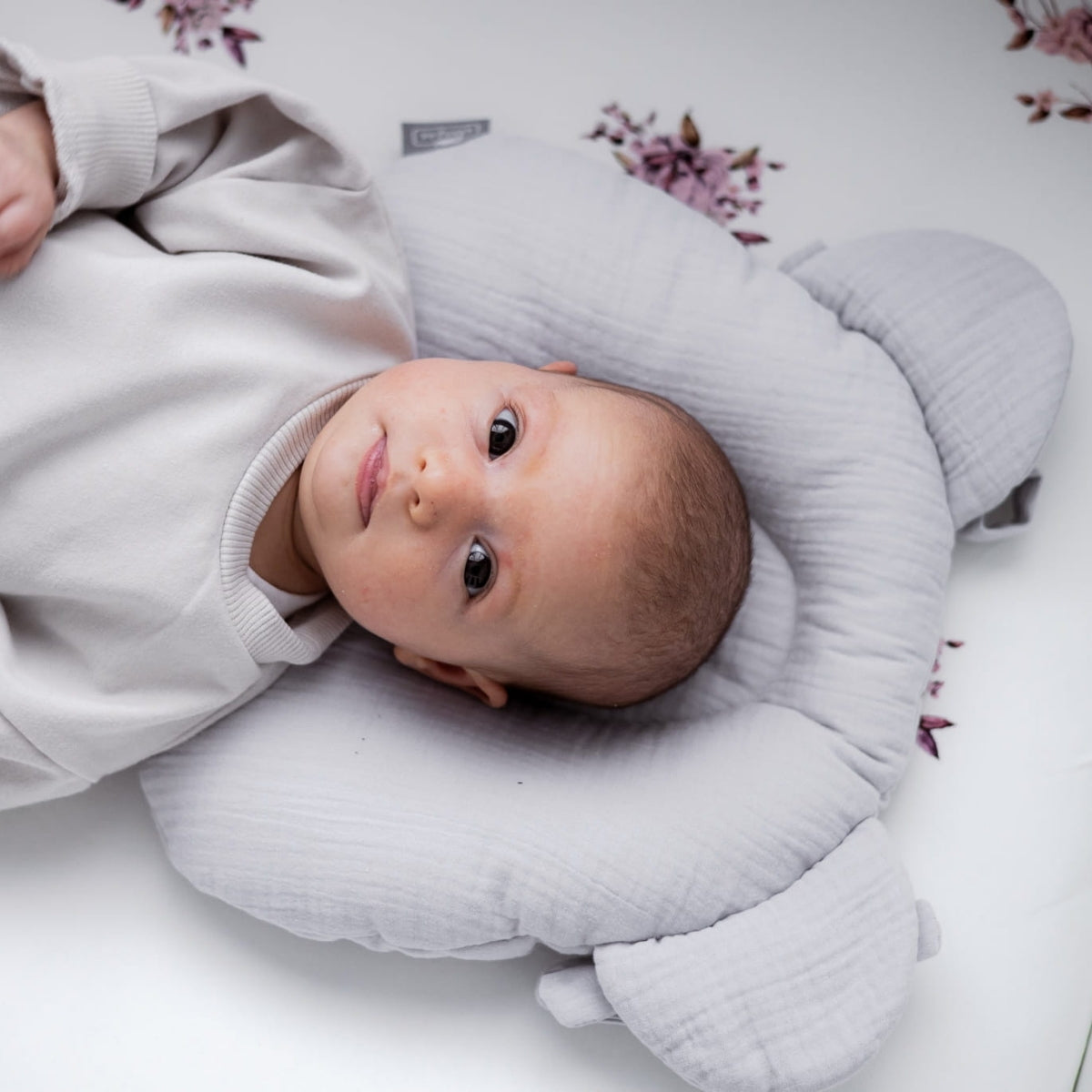Almohada Cojin Plagiocefalia Bebés Muselina Grey_5