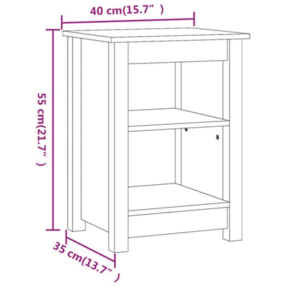 Mesita De Noche Madera Maciza De Pino Gris 40x35x55 Cm_4