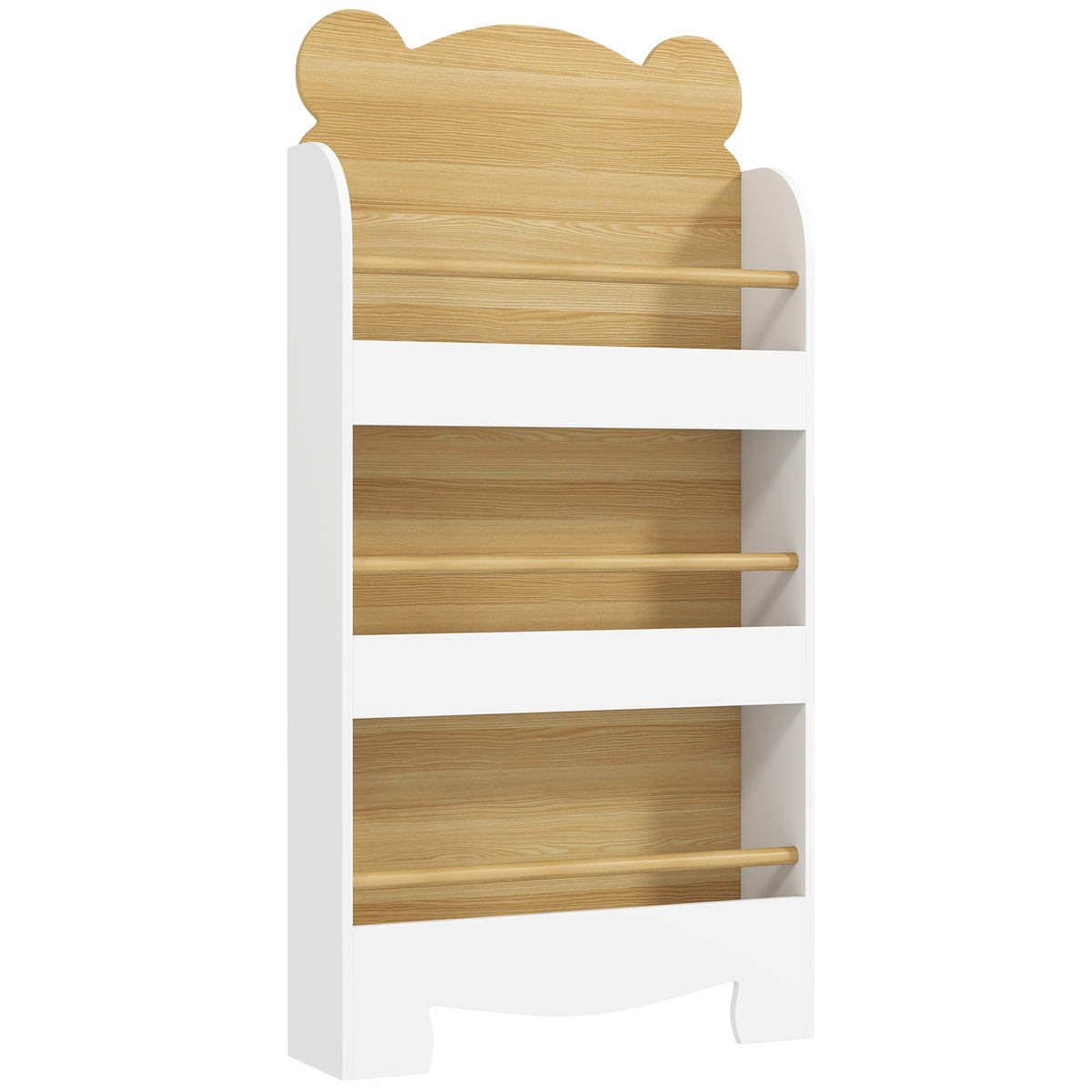 Estante De Livros Para Crianças Aiyaplay Mdf E Madeira De Pinho Madeira E Branco 55x15x110 Cm 311-095v80nd_0