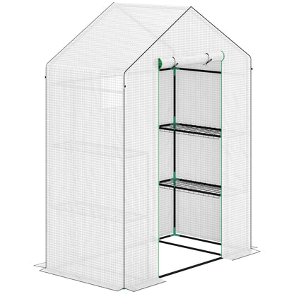 Invernadero Para Jardín Outsunny Acero, Pe Blanco 140x73x190 Cm 845-933v00wt_0