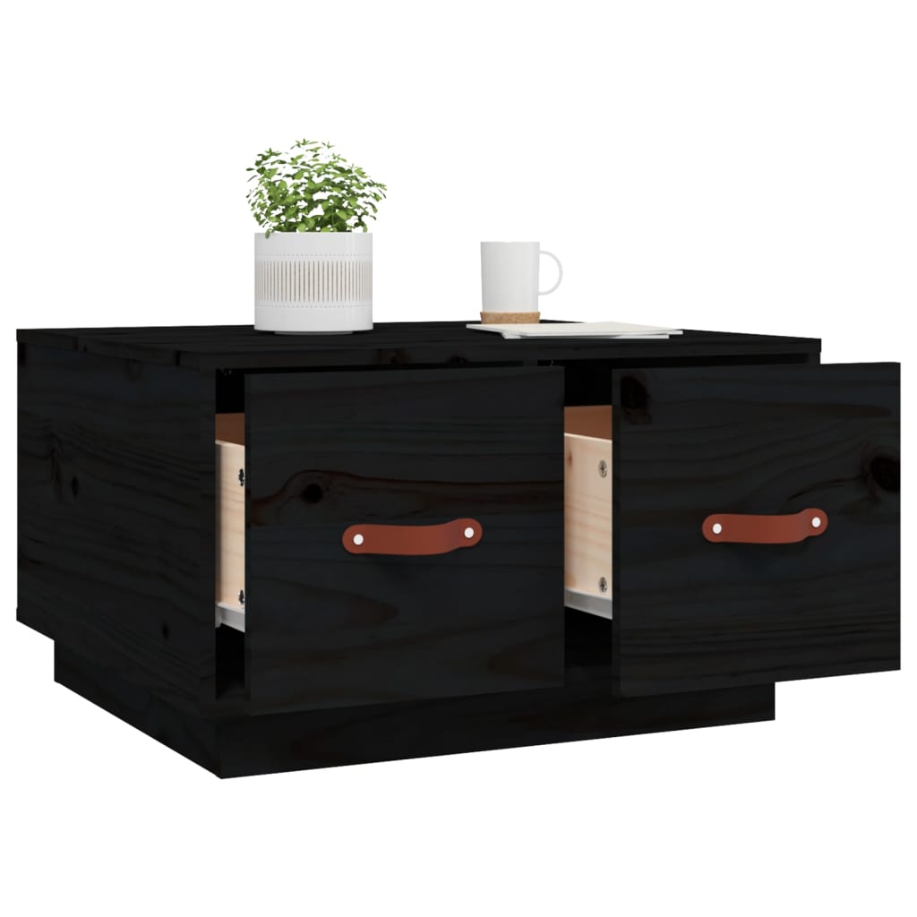Mesa De Centro De Madera Maciza De Pino Negro 60x53x35 Cm_3